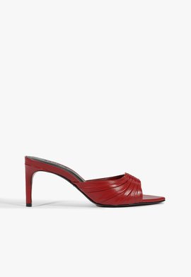 Sandália Mule Couro Vermelho