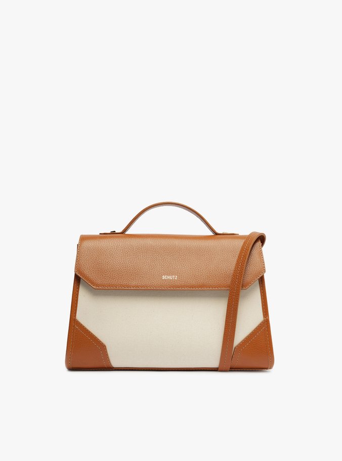 Bolsa Tote Grande Susan Lona Couro Marrom