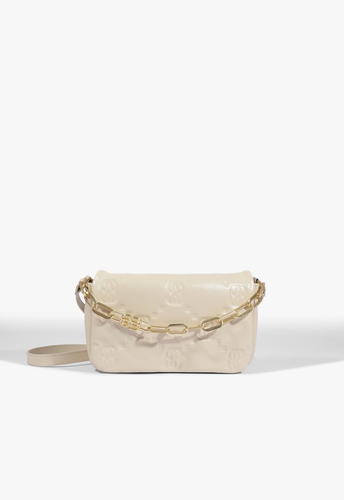 Bolsa Tiracolo Pequena Couro Corrente Branca