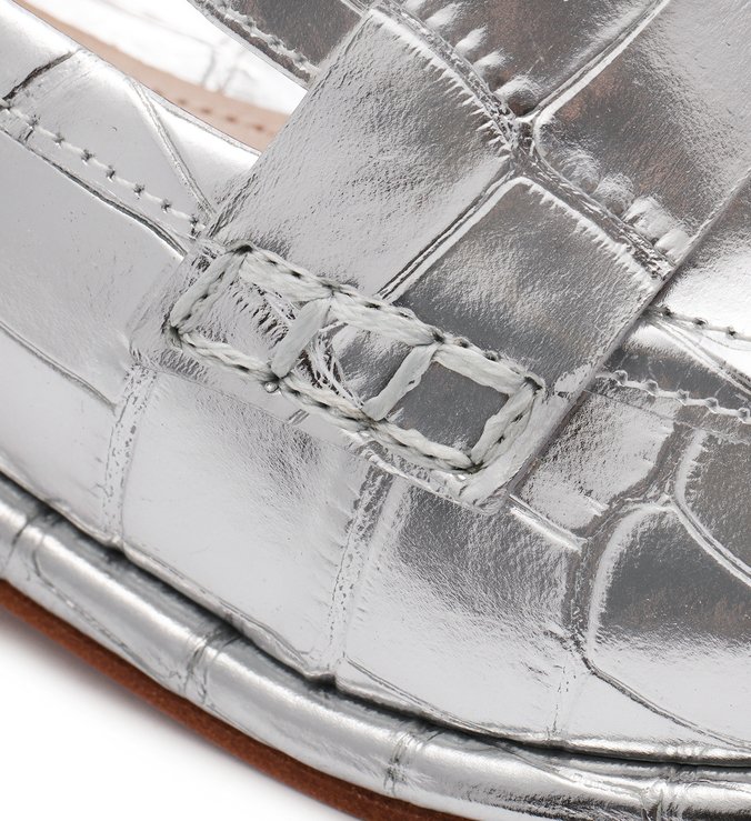 Schutz x Ginger Mocassim Croco Prata Schutz x Ginger Mocassim Croco Prata