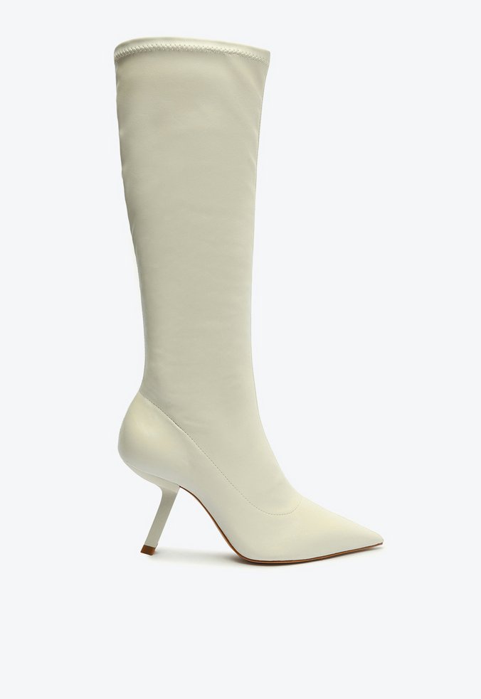 Bota Salto Curvado Over the Knee Branca | Schutz Bota Salto Curvado Over the Knee Branca | Schutz
