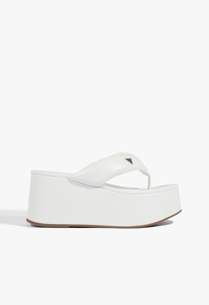 Sandália Thong Plataforma Alta Branca