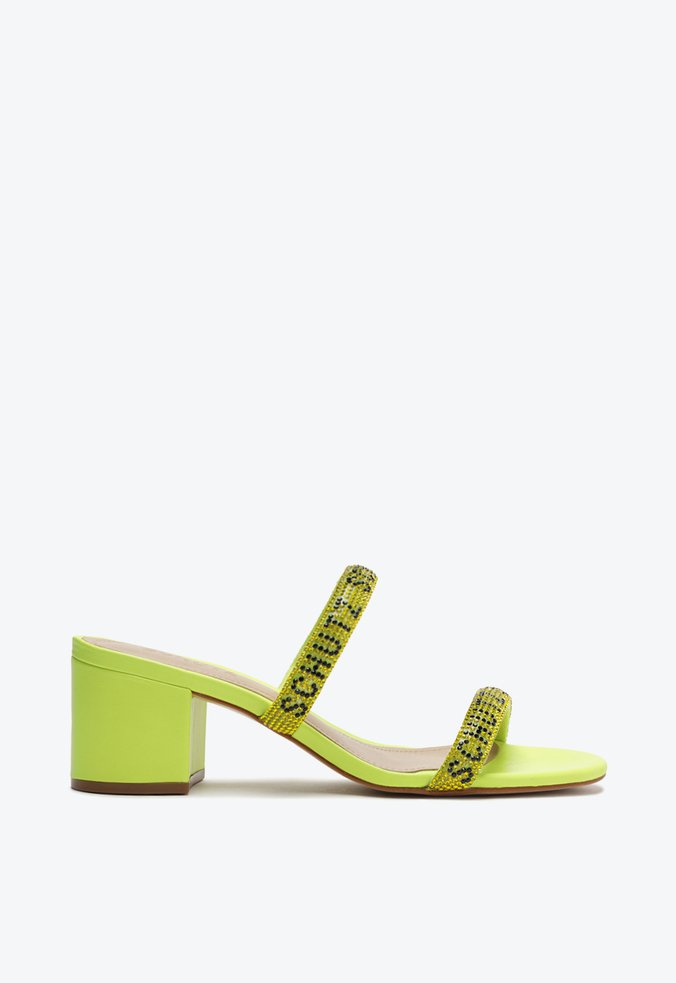 Sandália Salto Bloco Schutz Verde Neon