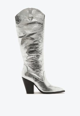 Bota Western Couro Prateada