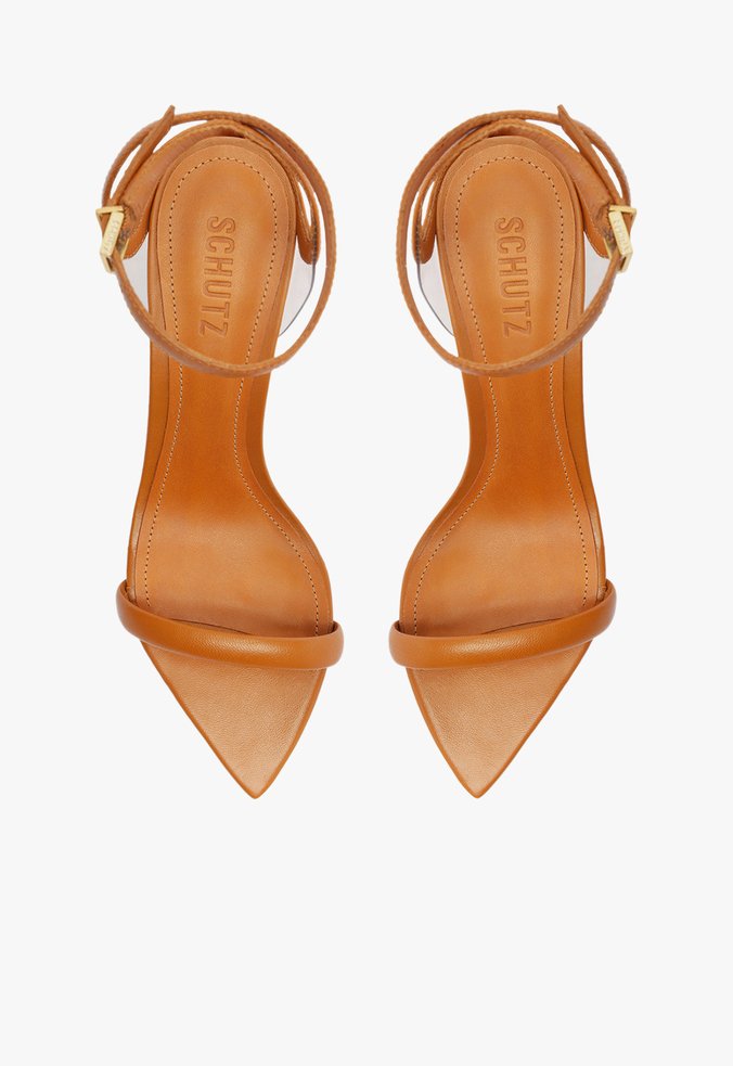 Sandália Skye Leaf Mid Couro Marrom | Schutz