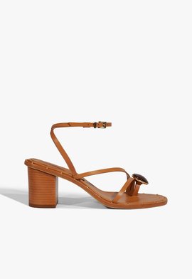 Sandália Salto Bloco Médio Azure Couro Off White | Schutz