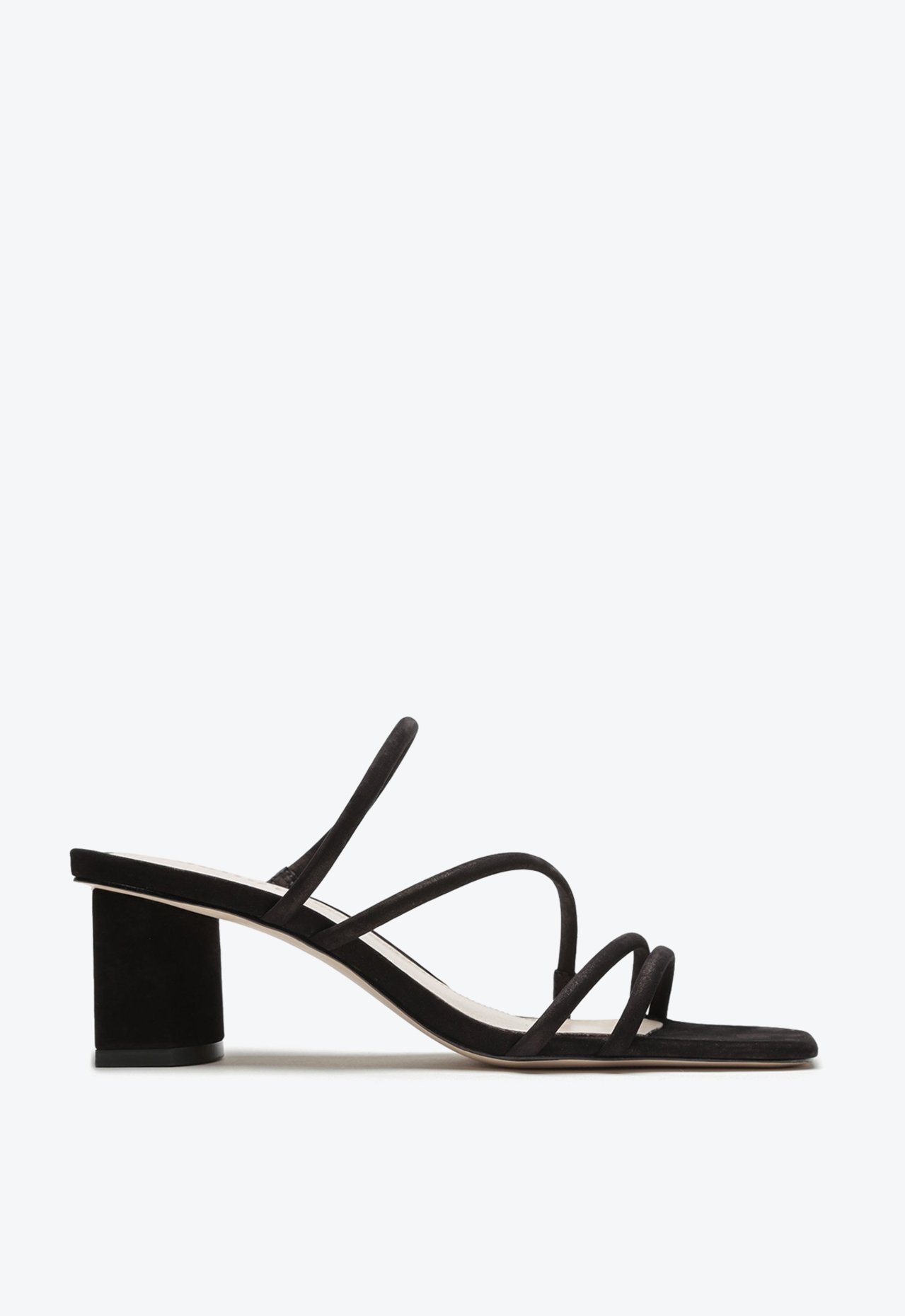 Sandália Salto Médio Geométrico Camurça Preto | Schutz