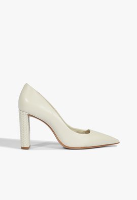 Scarpin Block Couro Branco