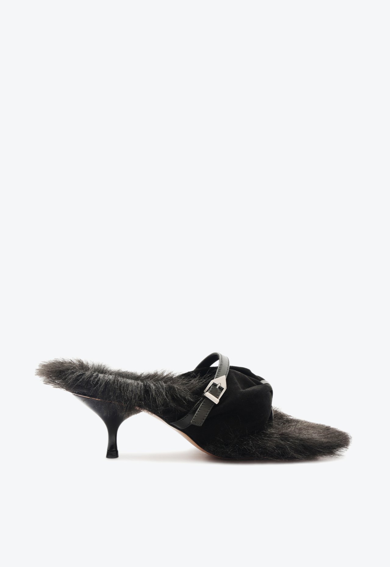 Sandália Mule Salto Baixo Addy Textura Preta | Schutz