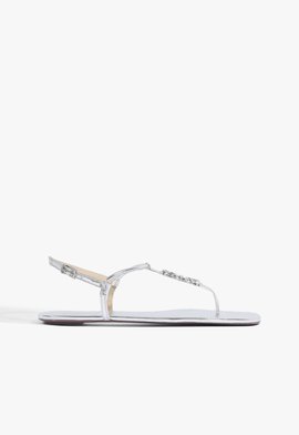 Sandália Rasteira Crystal Schutz Logo Prata