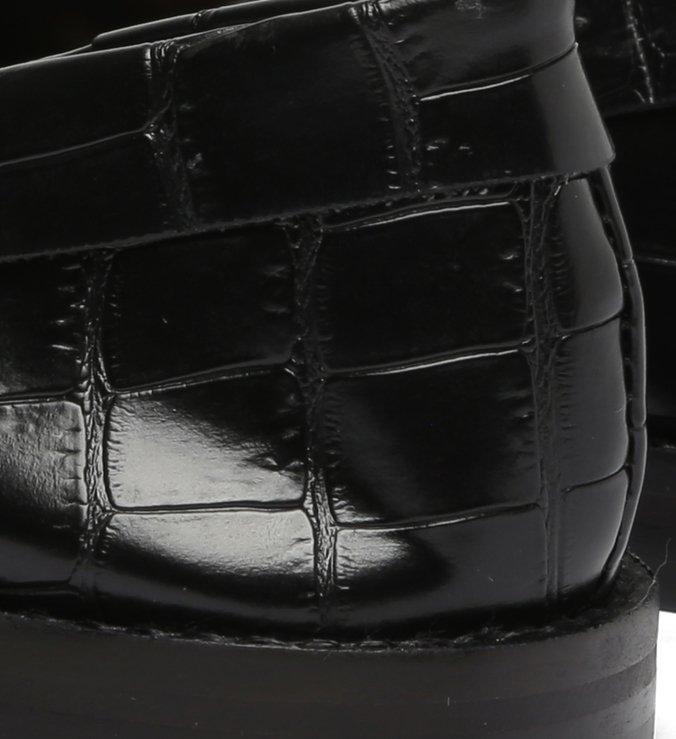 Mocassim Couro Croco Preto