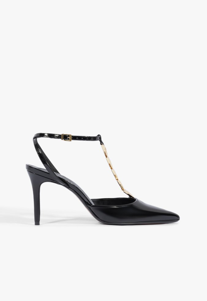 Mule de couro preto