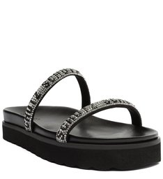 Sandália Papete Logo Pedraria Preta | Schutz