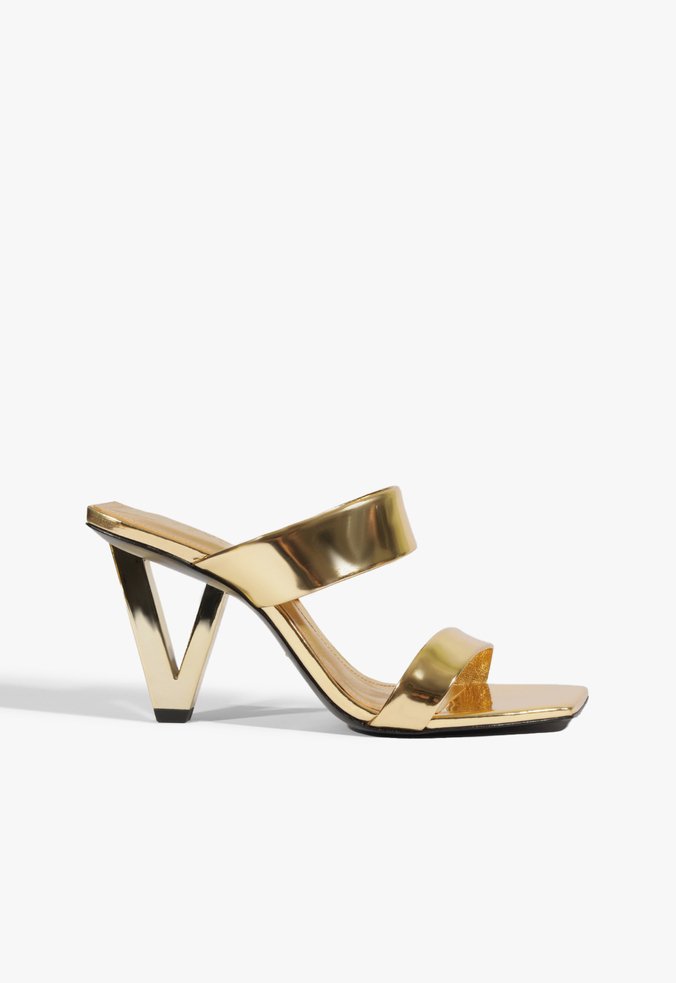 Sandália Mule Elara Couro Dourada