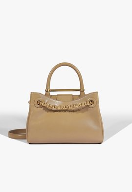 Bolsa Mini Tote Crush Couro Bege