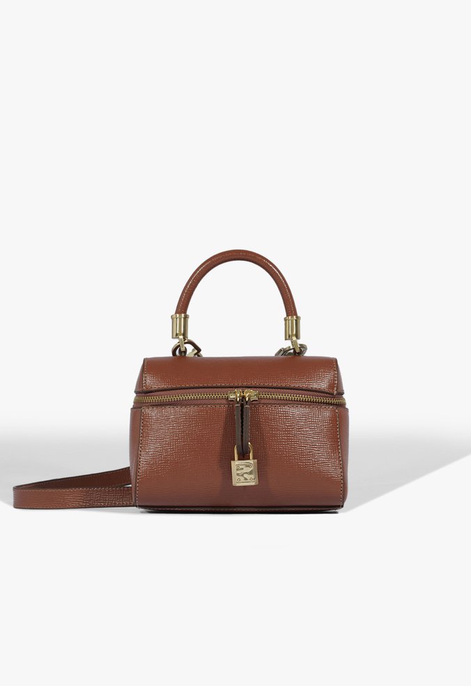 Bolsa Lorena Top Handle Pequena Couro Marrom