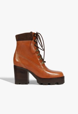 Bota Coturno 240 Lace Couro Marrom