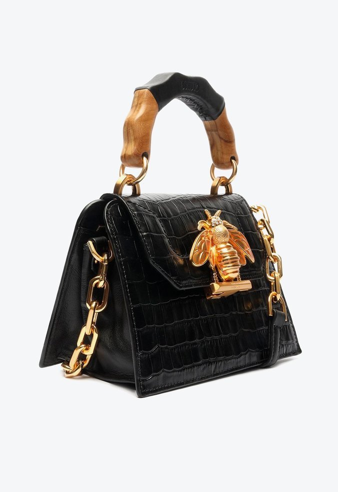 Bolsa Tiracolo Pequena Believe Bright Croco Preta