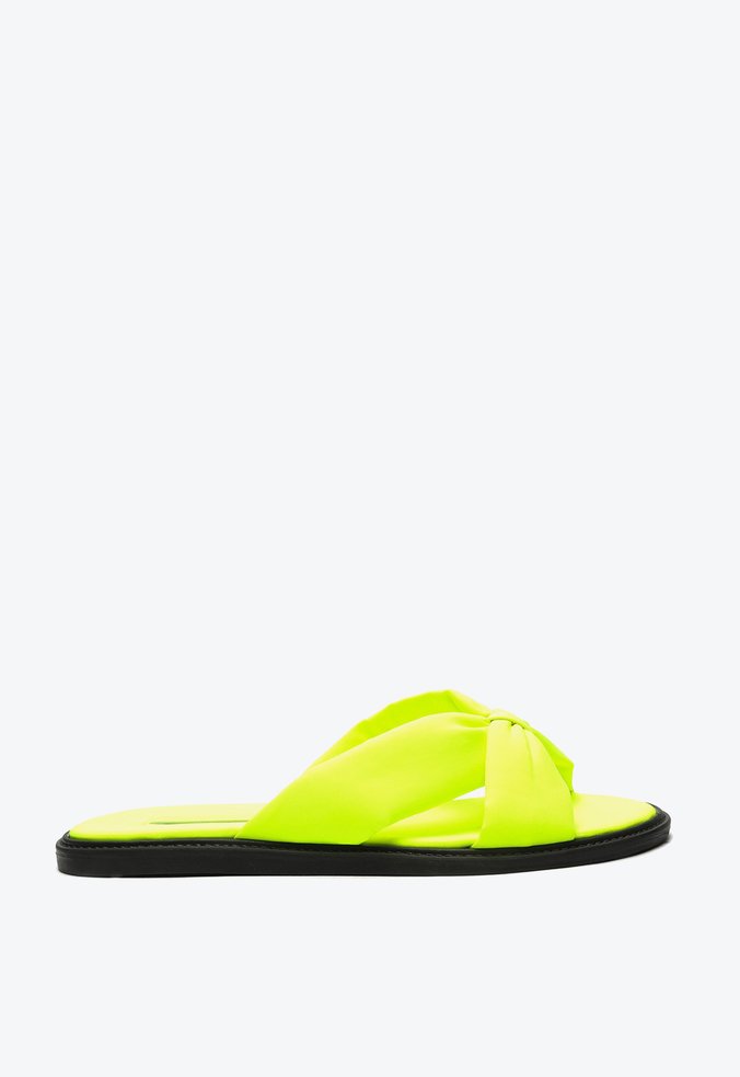 Sandália Rasteira Slide Nylon Amarelo Neon