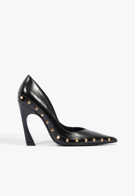 Scarpin Lexi Studs Salto Alto Couro Preta