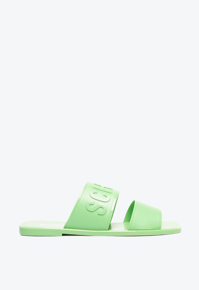 Sandália Papete Jellys Tiras Logo Verde Clara