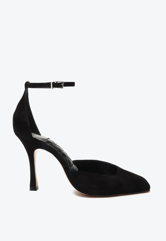 Sapato Scarpin Bico Quadrado Nobuck Preto