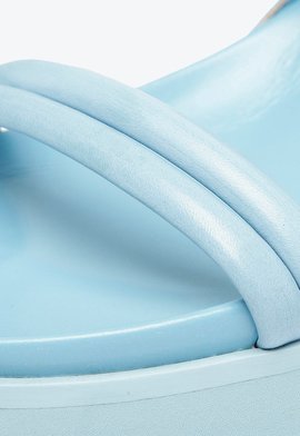 Sandália Papete Flatform Nylon Trança Azul