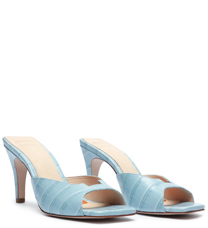 Schutz X Ginger Mule Geometric Croco Blue Schutz X Ginger Mule Geometric Croco Blue