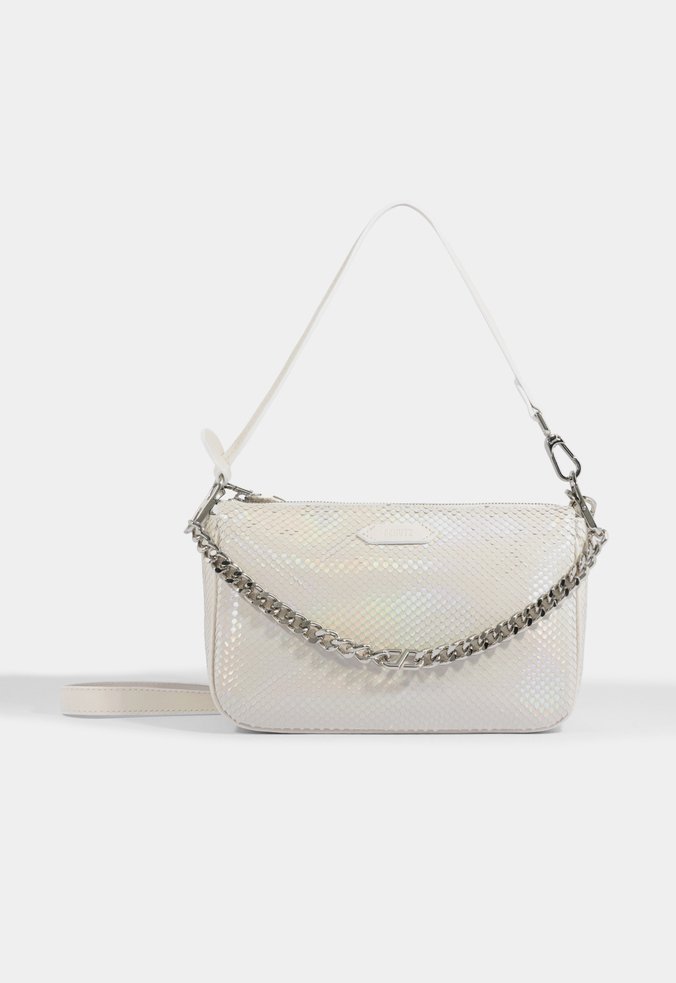 Bolsa Tiracolo Grande Emmy Couro Snake Branca
