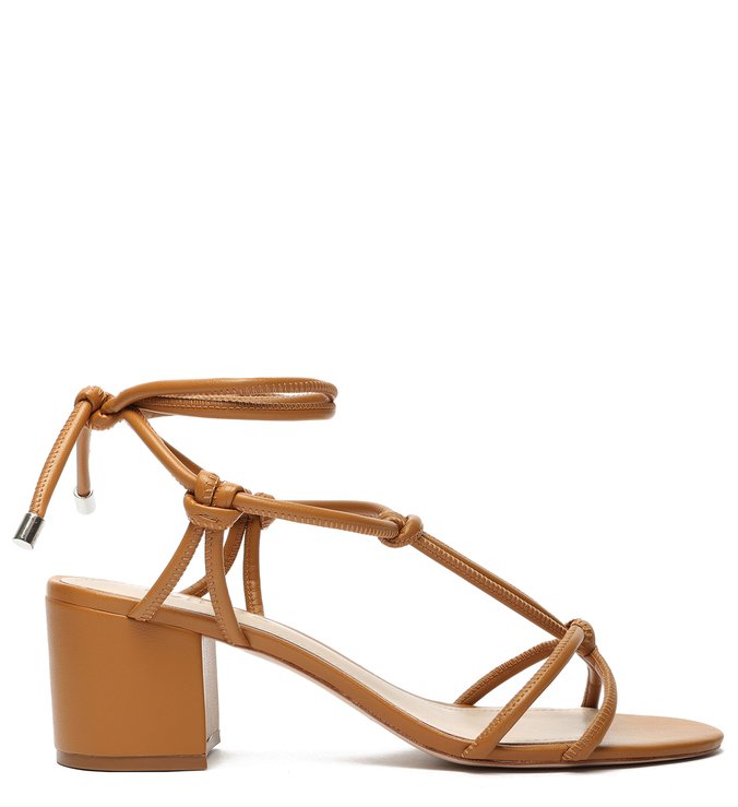 Sandália Block Heel Lace-Up Rich Tan