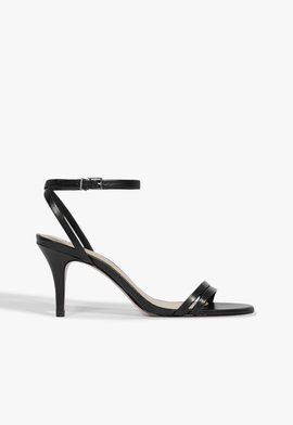 Sandália Salto Médio Couro Preta