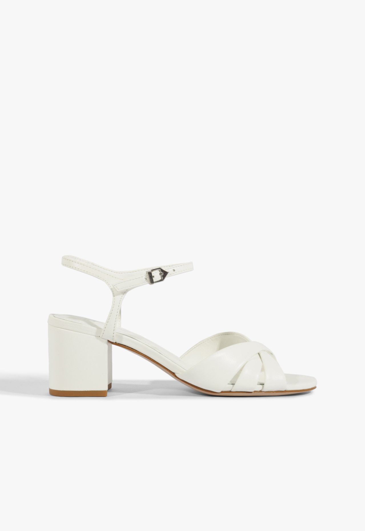 Sandália Keefa Mid Block Couro Branca | Schutz