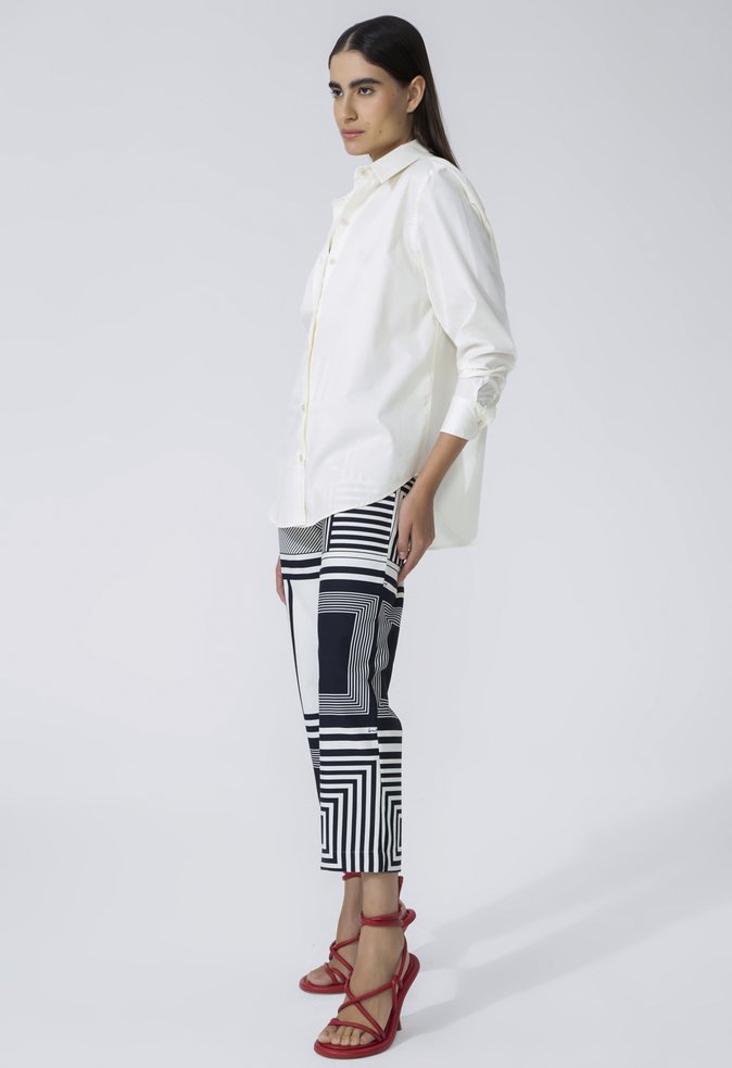 Camisa Boyfriend Gabriela Tricoline Creme