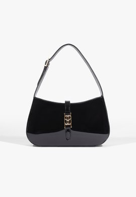 Bolsa Hobo Média Verniz Preta