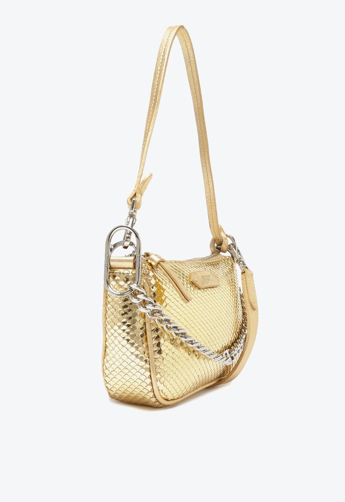 Bolsa Tiracolo Baguete Emmy Couro Dourada Bolsa Tiracolo Baguete Emmy Couro Dourada