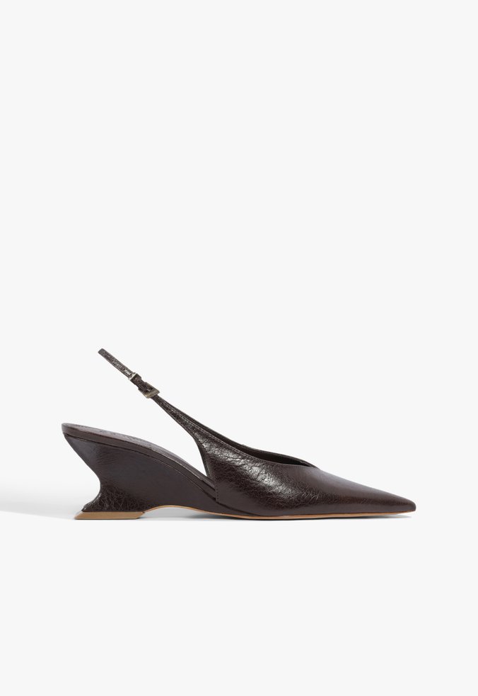 Slingback Siena Mid Buckle Couro Marrom