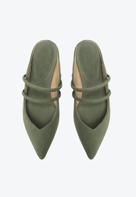 Sapato Mule Bico Fino Camurça Verde