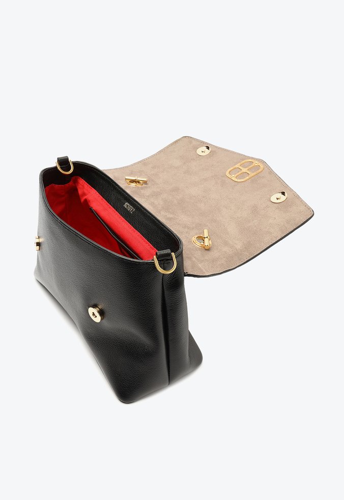 Bolsa Tiracolo Grande Blair Couro Preta Bolsa Tiracolo Grande Blair Couro Preta