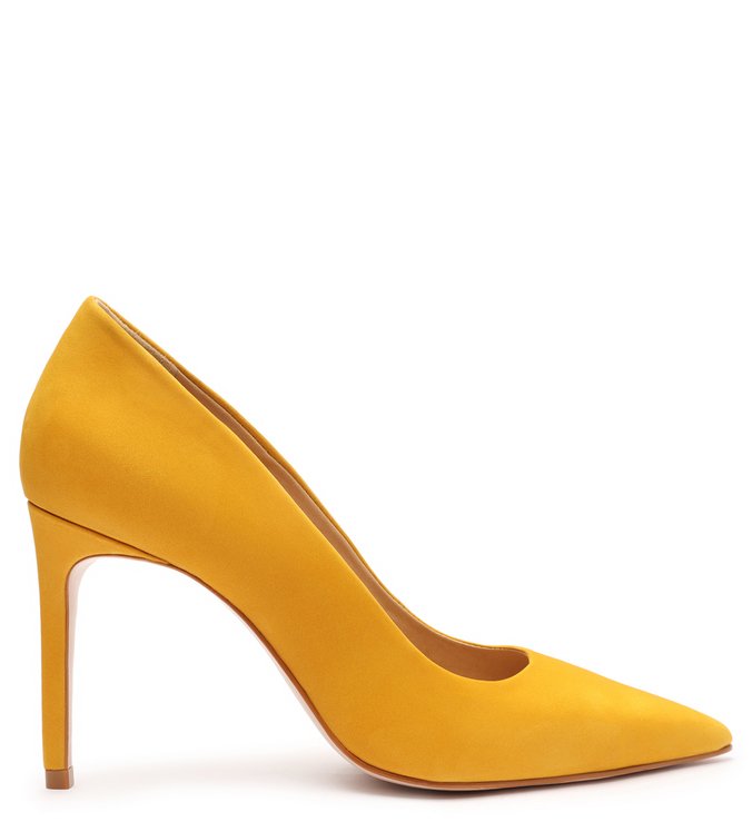 Sapato Scarpin Salto Alto Camurça Amarelo