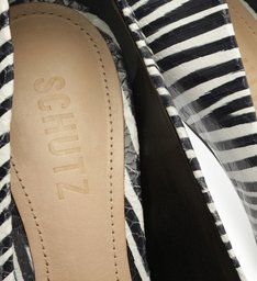 Sapato Scarpin Salto Fino Couro Zebra