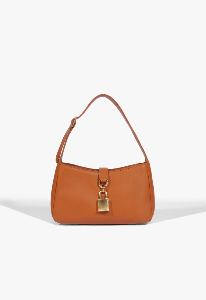 Bolsa Shoulder Couro Cadeado Marrom