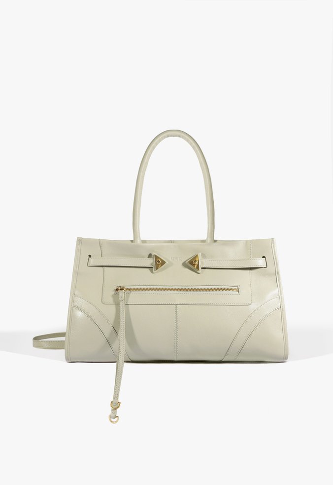 Bolsa Tote Média Brat Couro Cinza