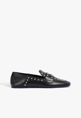 Mocassim Baixo Couro Tachas Preto