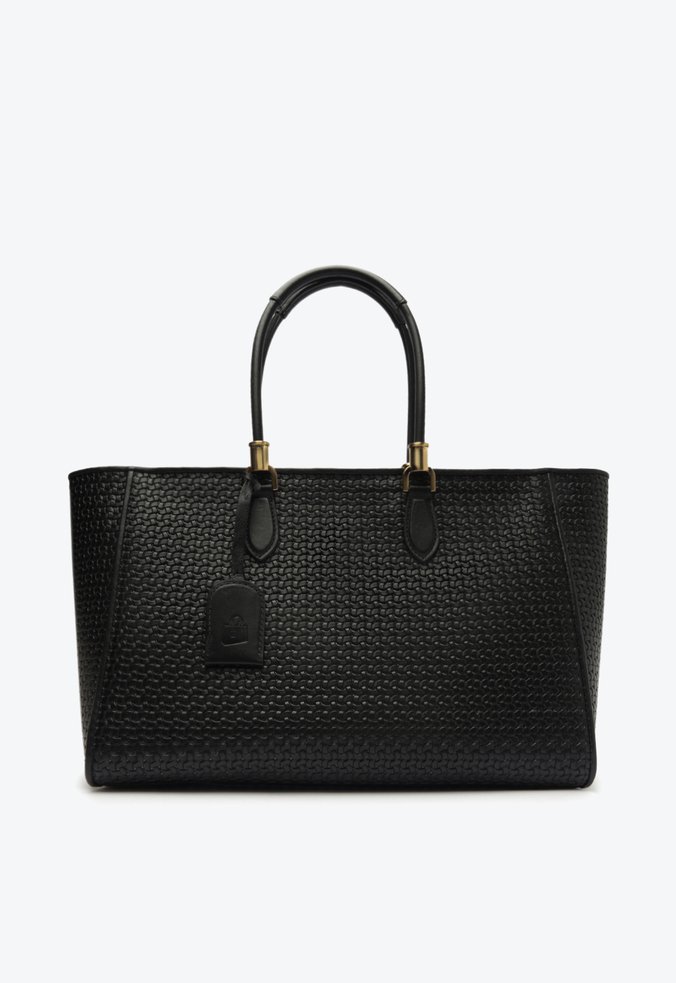 Bolsa Shopping Lorena Couro Trama Preta