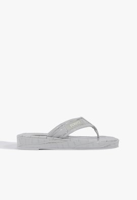 Chinelo Zoe Couro Cinza