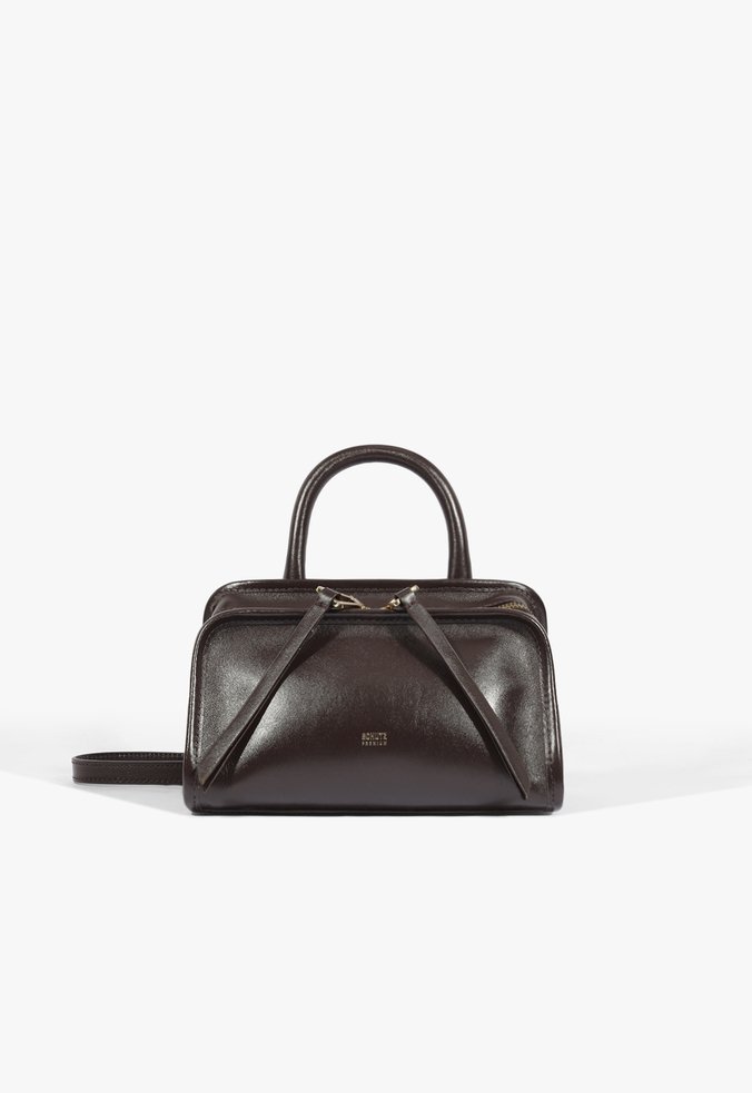 Bolsa Tote Mini Riley Pequena Couro Marrom