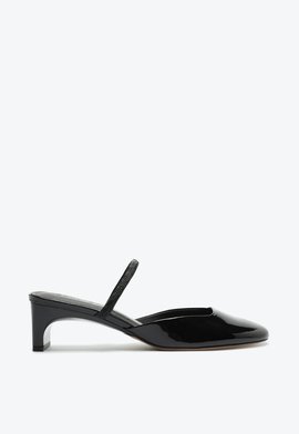 Sapato Mule Salto Midi Bertie Verniz Preto