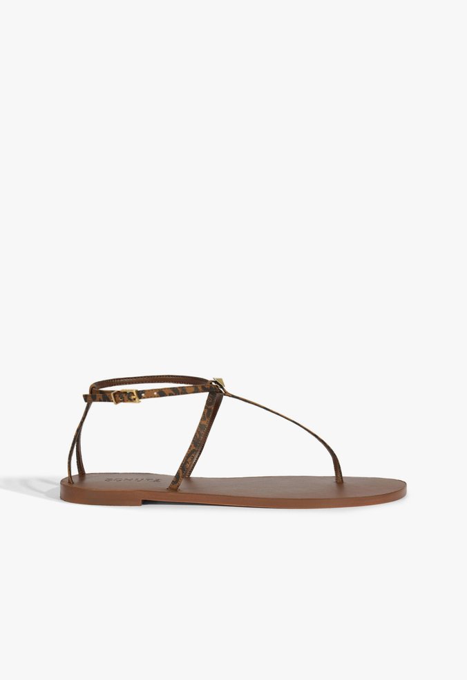Sandália Rasteira Suede Estampa Animal