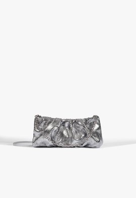 Bolsa Clutch Couro Prata