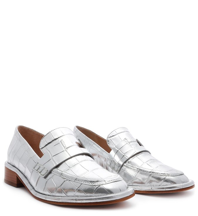 Schutz x Ginger Mocassim Croco Prata Schutz x Ginger Mocassim Croco Prata